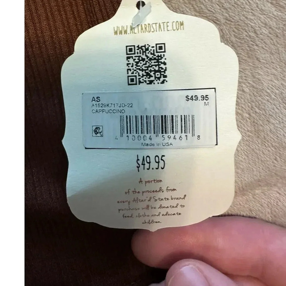 Altar'd State Cropped Mock Neck Ribbed Top Size Medium NWT Brown Long Sleeved - Picture 6 of 8